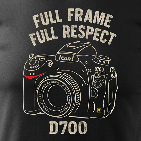 Koszulka dla fotografa z aparatem fotograficznym Nikon D700 męska czarna REGULAR