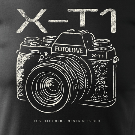 Koszulka dla fotografa z aparatem fotograficznym Fujifilm X-T1 męska czarna REGULAR
