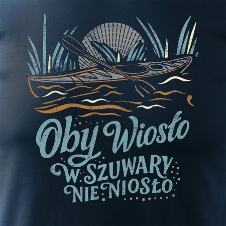Koszulka z kajakiem kajakami dla kajakarza kajaki spływ kajakowy kajak męska granatowa REGULAR