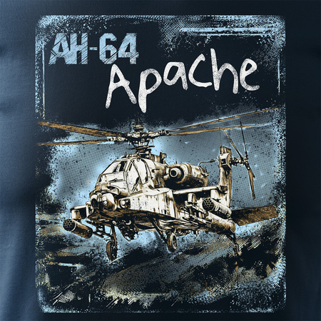 Koszulka męska wojskowa z helikopterem Apache AH-64 idealny prezent dla fana lotnictwa męska granatowa REGULAR