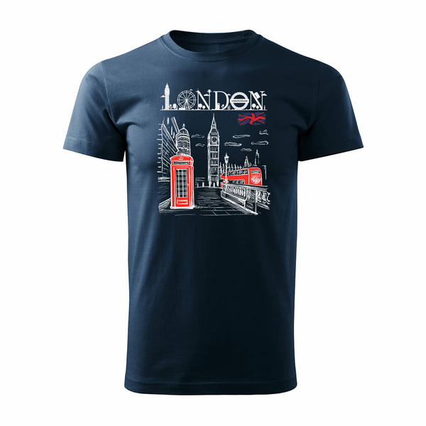 Koszulka GB Londyn dla anglisty nauczyciela angielskiego męska granatowa REGULAR