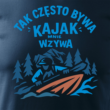Koszulka z kajakiem kajakami dla kajakarza kajaki spływ kajakowy kajak męska granatowa REGULAR