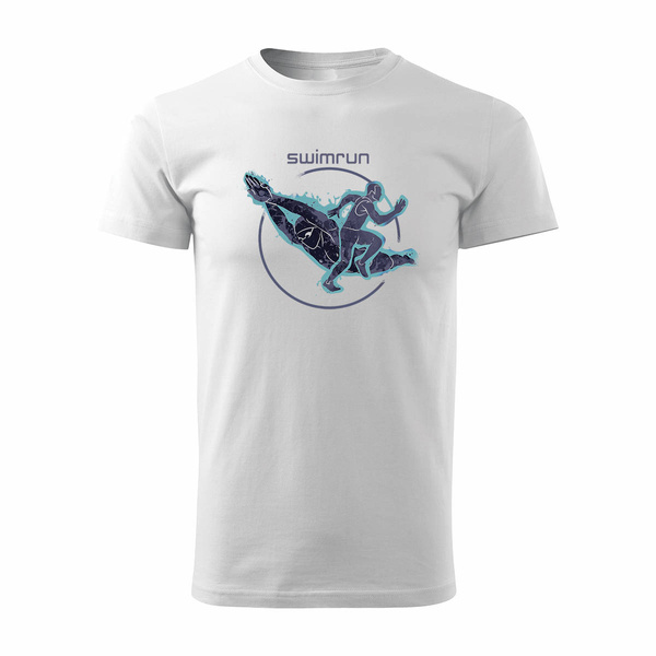 Koszulka swimrun triathlon dla biegacza biegowa pływaka męska biała REGULAR