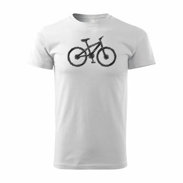 Koszulka kolarska rowerowa z rowerem mountain bike męska biała REGULAR