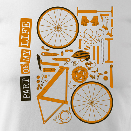 Koszulka kolarska rowerowa z rowerem mountain bike męska biała REGULAR