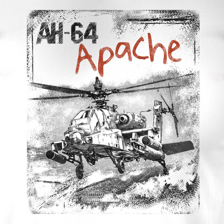 Koszulka męska wojskowa z helikopterem Apache AH-64 idealny prezent dla fana lotnictwa męska biała REGULAR