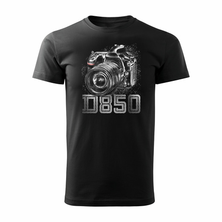 Koszulka dla fotografa z aparatem fotograficznym Nikon D850 męska czarna REGULAR