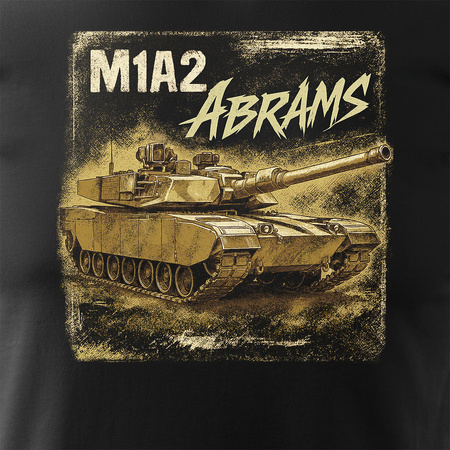 Koszulka męska wojskowa z czołgiem czołg M1A2 Abrams na prezent męska czarna REGULAR