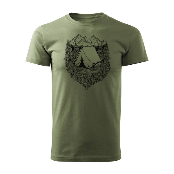 Koszulka górska outdoor namiot góry z górami Tatry męska khaki REGULAR