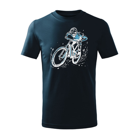 Koszulka dla dzieci dziecięca rowerowa na rower z rowerem górskim MTB Downhill Mountain Bike granatowa