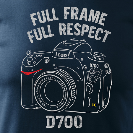 Koszulka dla fotografa z aparatem fotograficznym Nikon D700 męska granatowa REGULAR