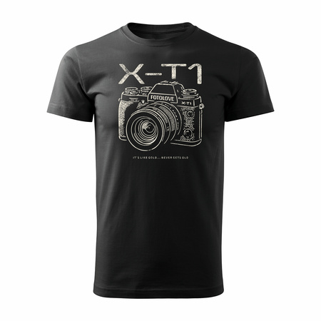 Koszulka dla fotografa z aparatem fotograficznym Fujifilm X-T1 męska czarna REGULAR