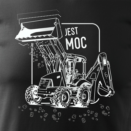 Wyprzedaż - koszulka koparka z koparką dla operatora koparki męska czarna REGULAR