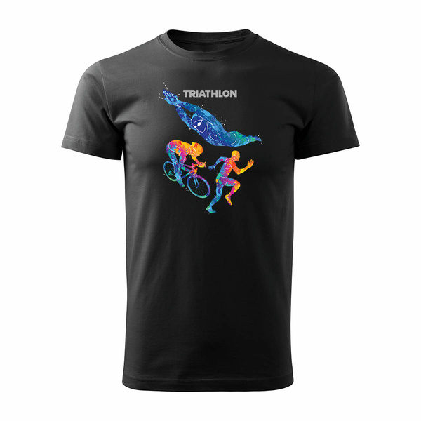 Koszulka triathlon triathlonowa dla biegacza biegowa męska czarna REGULAR