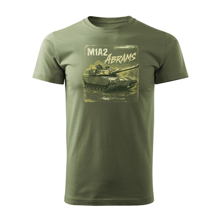 Koszulka męska wojskowa z czołgiem czołg M1A2 Abrams na prezent męska khaki REGULAR