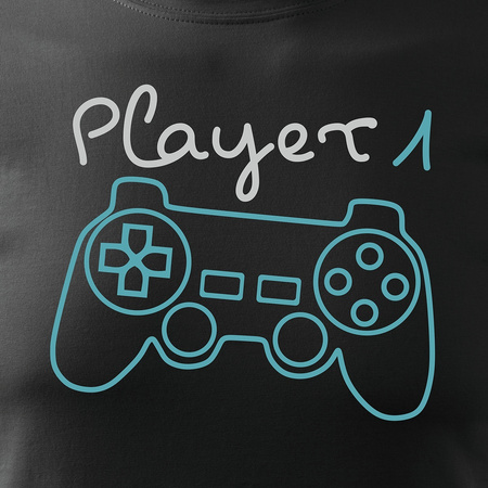 Koszulka z padem dla gracza gamer gamerska pad ps4 player 1 męska męska czarna