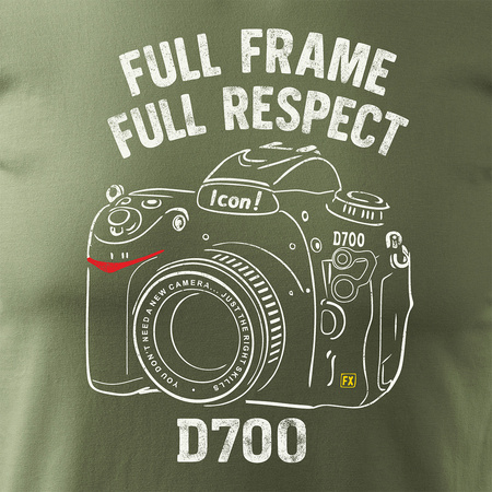 Koszulka dla fotografa z aparatem fotograficznym Nikon D700 męska khaki REGULAR