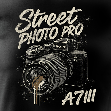 Koszulka dla fotografa z aparatem fotograficznym Sony A7 III męska czarna REGULAR