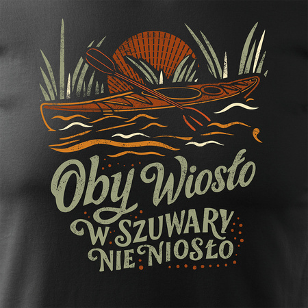 Koszulka z kajakiem kajakami dla kajakarza kajaki spływ kajakowy kajak męska czarna REGULAR