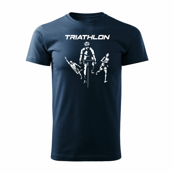 Koszulka triathlon triathlonowa dla biegacza biegowa męska granatowa REGULAR