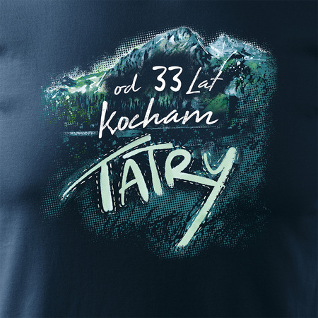 Koszulka personalizowana z wyborem wieku na 40 urodziny urodzinowa z górami w góry z Tatrami Tatry męska granatowa REGULAR