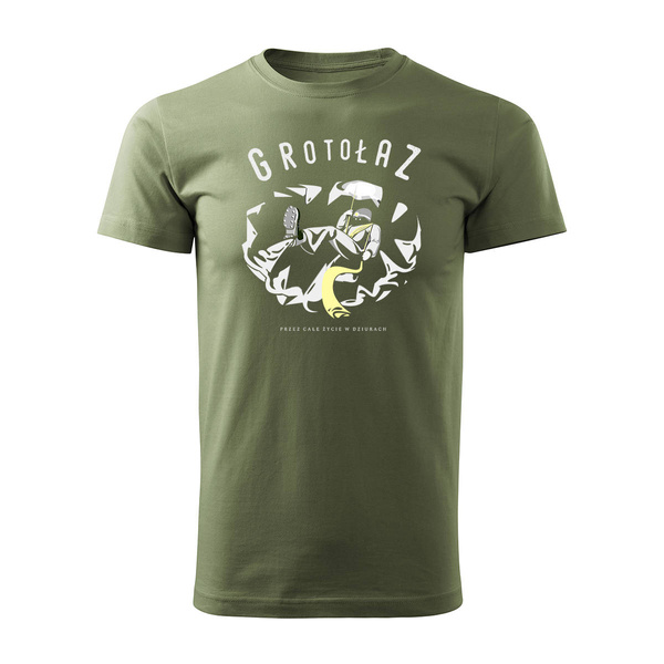 Koszulka z grotołazem dla grotołaza grotołaz grota speleolog speleologa męska khaki REGULAR