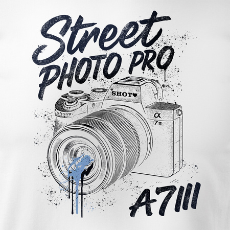 Koszulka dla fotografa z aparatem fotograficznym Sony A7 III męska biała REGULAR