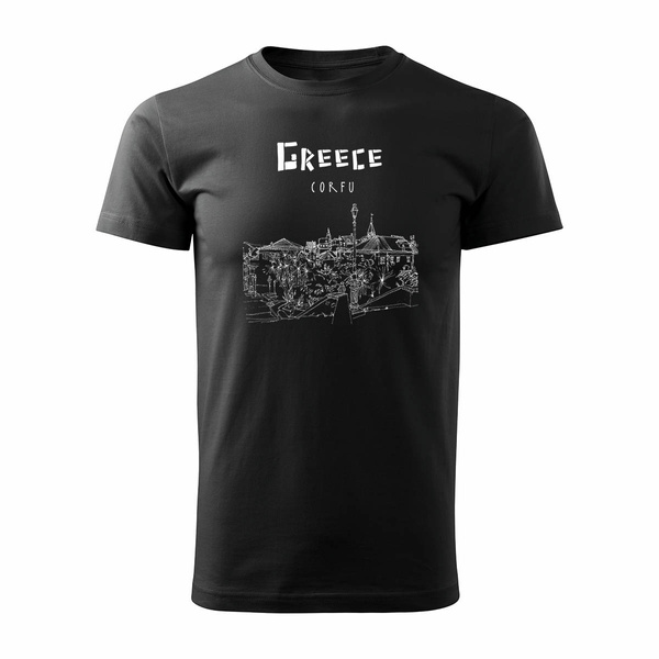 Koszulka Grecja z Grecją Corfu Korfu z Grecji męska czarna REGULAR
