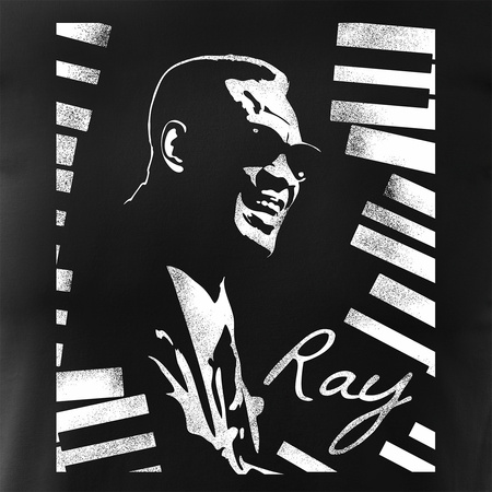 Koszulka z blues bluesowa jazz jazzowa Ray Charles męska czarna REGULAR