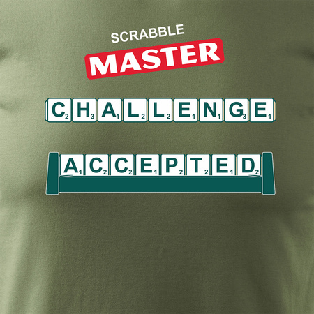Koszulka ze Scrabble dla miłośnika gry w Scrabble Master męska khaki REGULAR