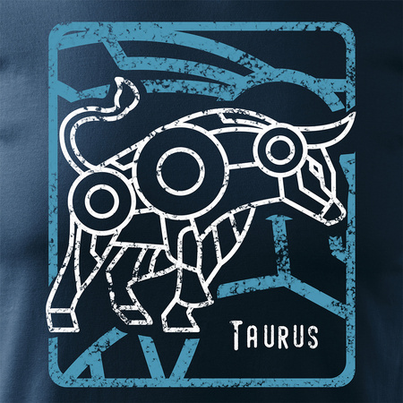 Wyprzedaż - koszulka z bykiem znak zodiaku byk męska granatowa REGULAR
