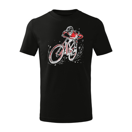 Koszulka dla dzieci dziecięca rowerowa na rower z rowerem górskim MTB Downhill Mountain Bike czarna