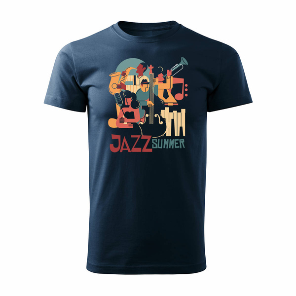 Koszulka dla muzyka jazz afrobeat smooth jazzowa męska granatowa REGULAR