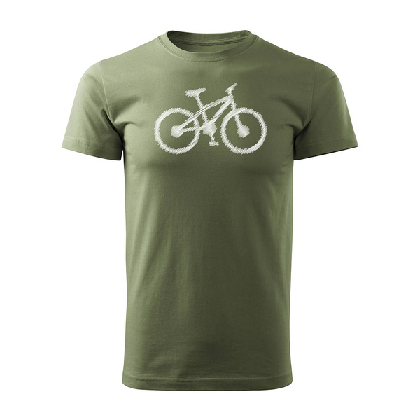 Koszulka kolarska rowerowa z rowerem mountain bike męska khaki REGULAR