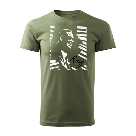 Koszulka z blues bluesowa jazz jazzowa Ray Charles męska khaki REGULAR