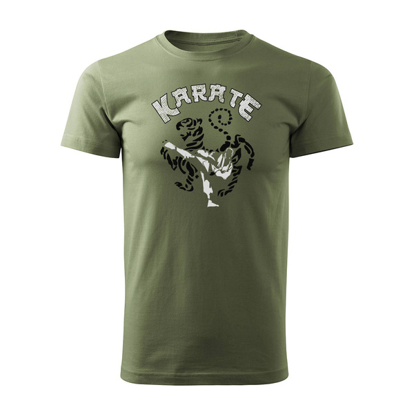 Koszulka karate shotokan z karateką karateka męska khaki REGULAR