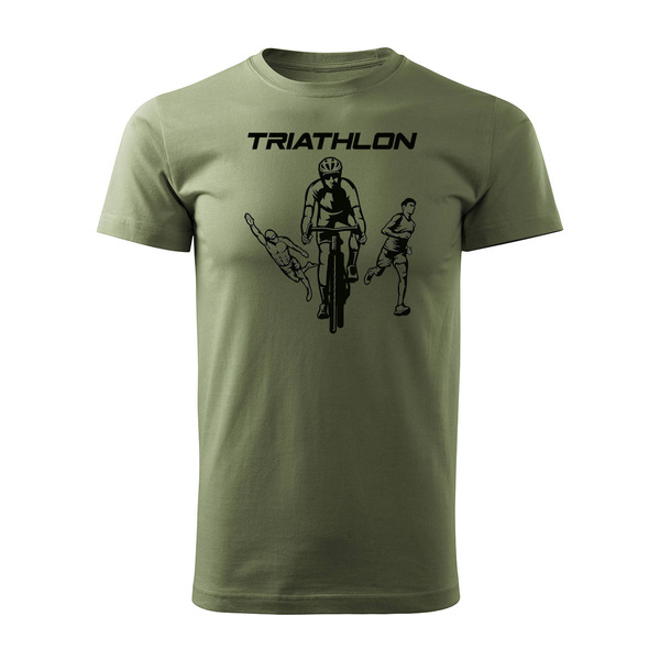 Koszulka triathlon triathlonowa dla biegacza biegowa męska khaki REGULAR