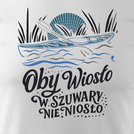 Koszulka z kajakiem kajakami dla kajakarza kajaki spływ kajakowy kajak męska biała REGULAR