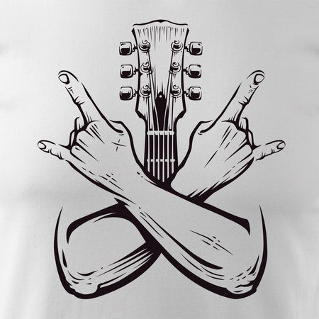 Koszulka rock z gitarą elektryczną gitara rockowa dla gitarzysty biała REGULAR