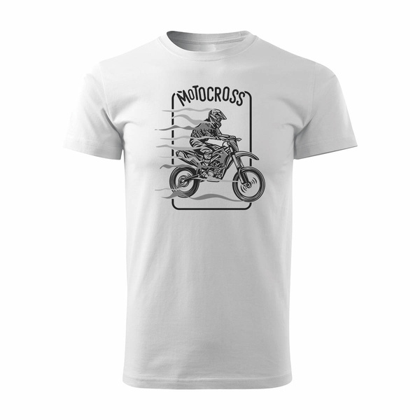 Koszulka motocross z motocrossem motocykl cross męska biała REGULAR