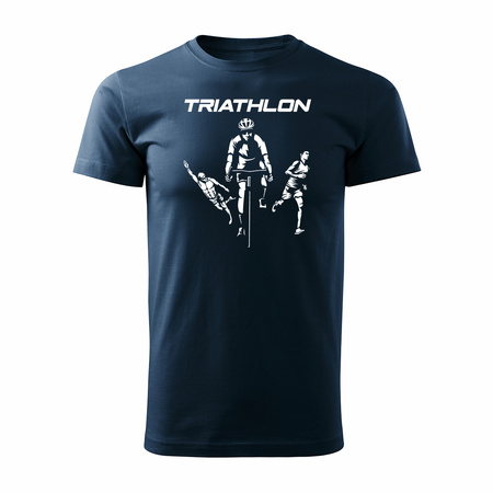 Koszulka triathlon triathlonowa dla biegacza biegowa męska granatowa REGULAR