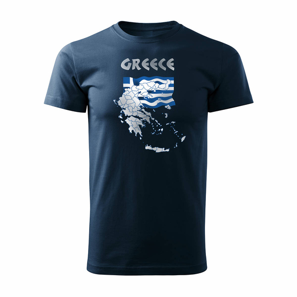 Koszulka Grecja Mapa Grecji Zakyntos Kefalonia Kreta Rodos męska granatowa REGULAR