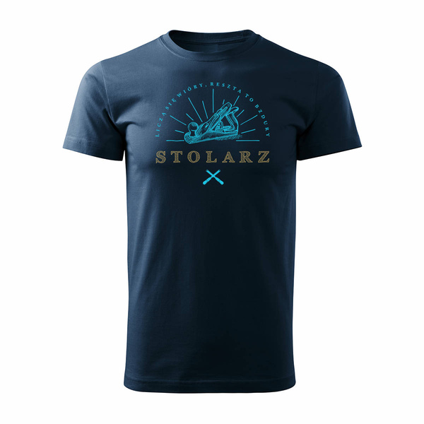 Koszulka dla stolarza stolarz stolarska strug męska granatowa REGULAR