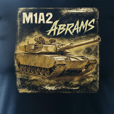 Koszulka męska wojskowa z czołgiem czołg M1A2 Abrams na prezent męska granatowa REGULAR