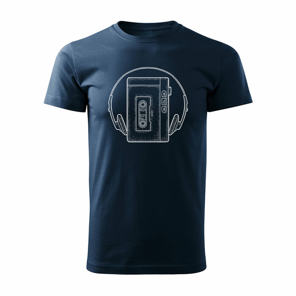 Koszulka walkman z walkmanem kaseta dla DJ męska granatowa REGULAR