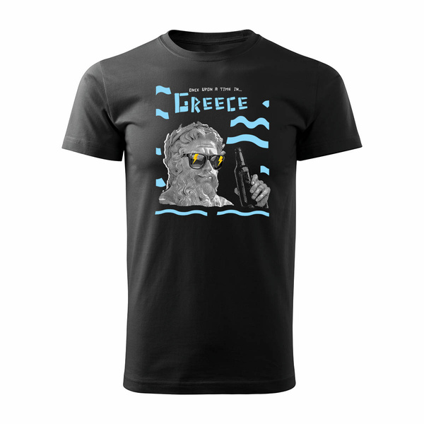 Koszulka Grecja grecka Zeus z Zeusem pamiątka z Grecji męska czarna REGULAR