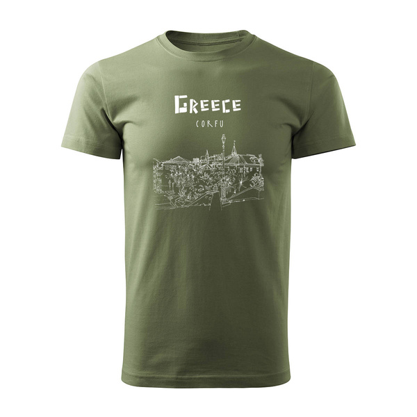 Koszulka Grecja z Grecją Corfu Korfu z Grecji męska khaki REGULAR