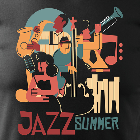 Koszulka dla muzyka jazz afrobeat smooth jazzowa męska czarna REGULAR