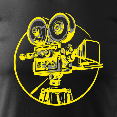 Wyprzedaż - koszulka kamera dla kinomana filmowca kamerzysty z kamerą męska czarna REGULAR