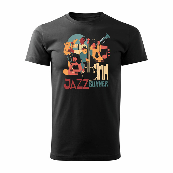 Koszulka dla muzyka jazz afrobeat smooth jazzowa męska czarna REGULAR